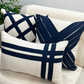 Kit de Almofadas Fita Azul Marinho – Estilo Rústico Boho Artesanal para Sofá e Cama
