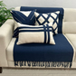 Kit de Almofadas Fita Azul Marinho – Estilo Rústico Boho Artesanal para Sofá e Cama
