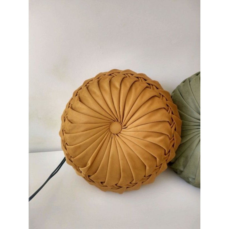 Almofada Decorativa Redonda Artesanal Luxuosa em Veludo – 40cm