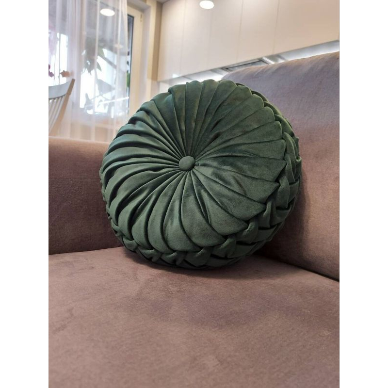 Almofada Decorativa Redonda Artesanal Luxuosa em Veludo – 40cm