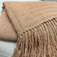 Kit de Almofadas Cordão Caramelo Macramê Artesanal – Algodão, Estilo Boho Rústico com Manta Xale Favo de Mel