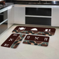 Kit 3 Tapetes Antiderrapantes para Cozinha – Ramos e Folhas