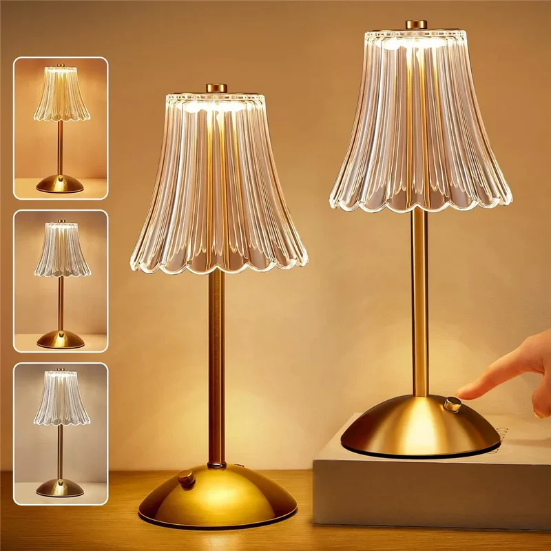 Luminária Abajur de mesa Com 3 cores LED Regulável Recarregável