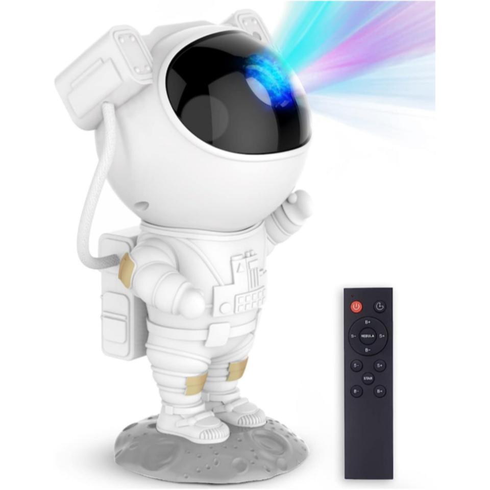 Projetor Astronauta LED com Efeitos de Galáxia e Estrelas – Luminária Noturna Decorativa com Controle Remoto
