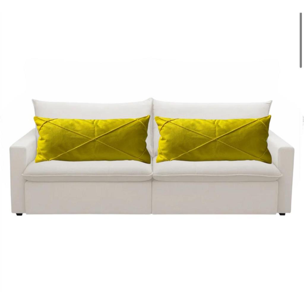 Kit 02 Almofadas Baguete Retangular Grande Cheia em Suede Drapeada – 70cm x 30cm