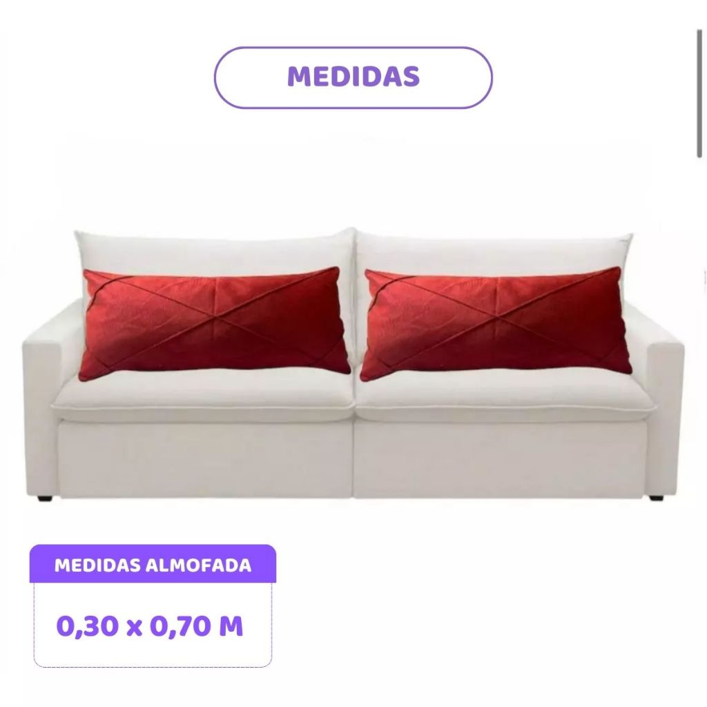 Kit 02 Almofadas Baguete Retangular Grande Cheia em Suede Drapeada – 70cm x 30cm