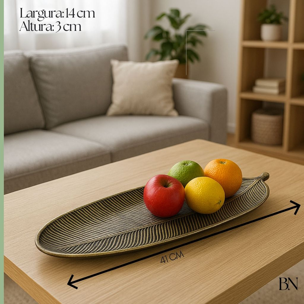 Bandeja Decorativa em Formato de Folha – Centro de Mesa em Madeira MDF