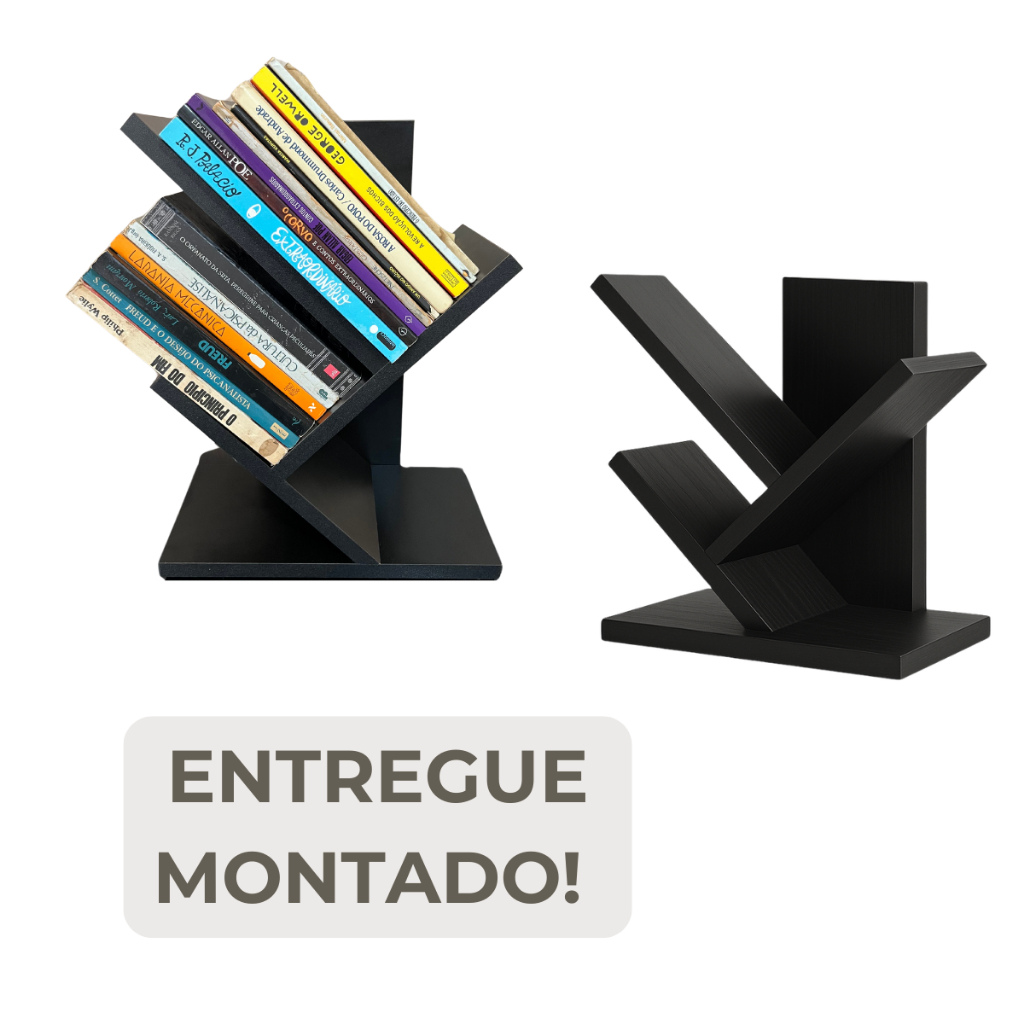 Porta Livros de Bancada Preto – Organizador de Mesa e Livros
