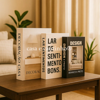 Kit 3 Caixas Livro Decorativo – Porta Objetos Multiuso