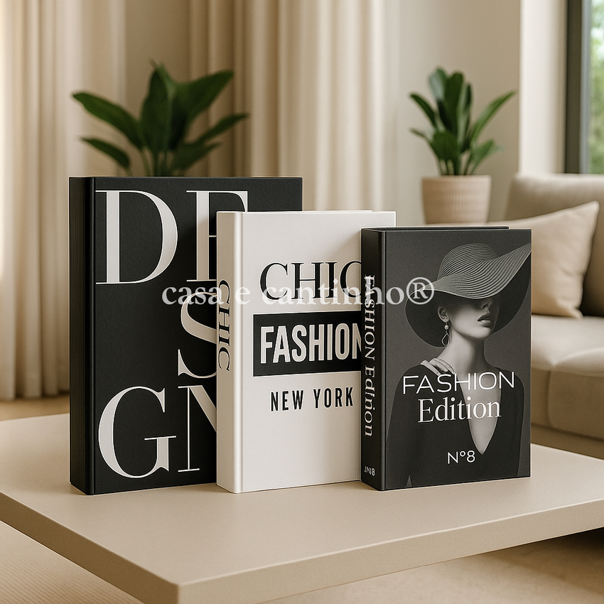 Kit 3 Caixas Livro Decorativo – Porta Objetos Multiuso