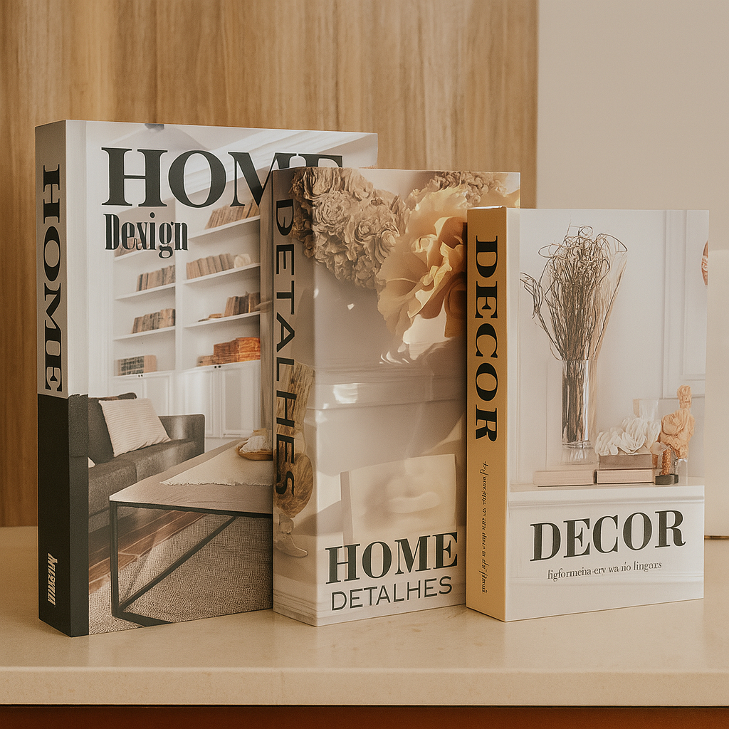 Kit 3 Caixas Livro Decorativo – Porta Objetos Multiuso
