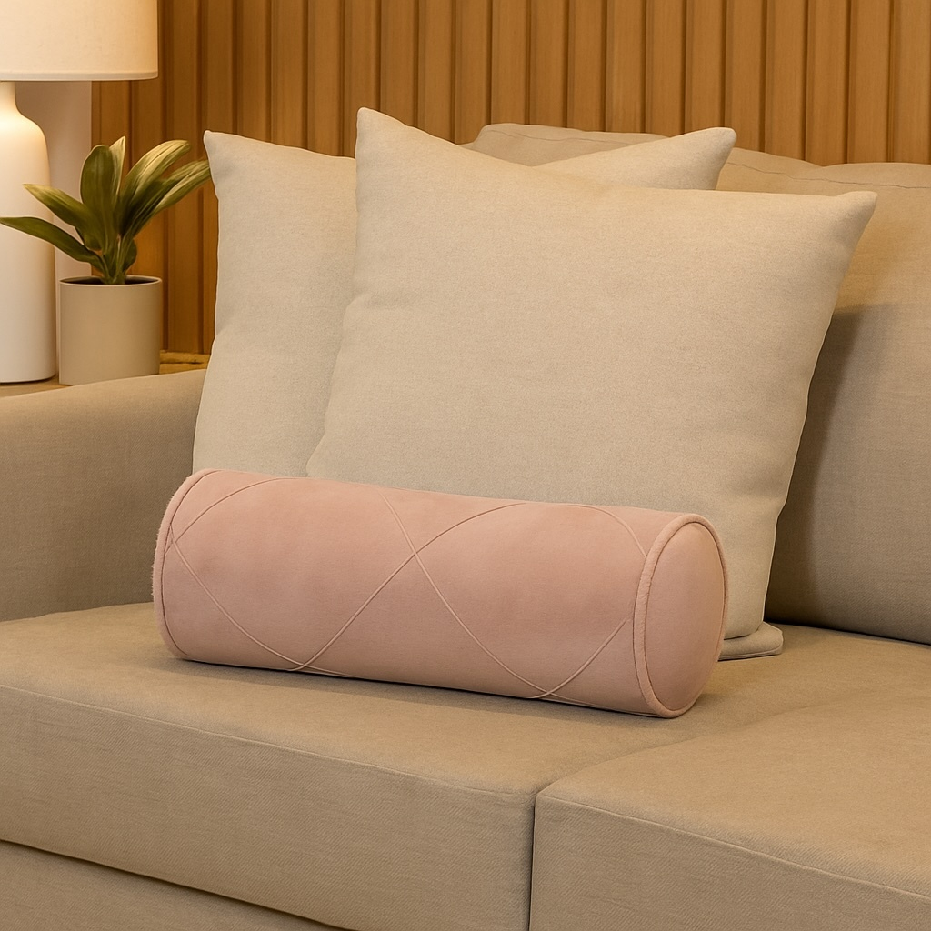 Almofada Rolinho Decorativo 50cm em Suede Aveludado com Enchimento – Luxo e Conforto para Sofá, Cama ou Poltrona