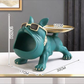 Escultura Decorativa Bulldog com Bandeja – Porta-Treco em Resina (25cm)