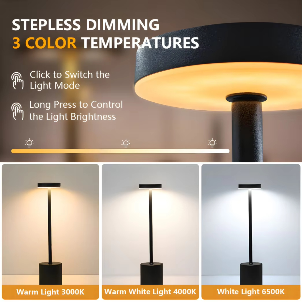 Luminária de Mesa Dumbbell Touch Luxuosa – 3 Tons de LED