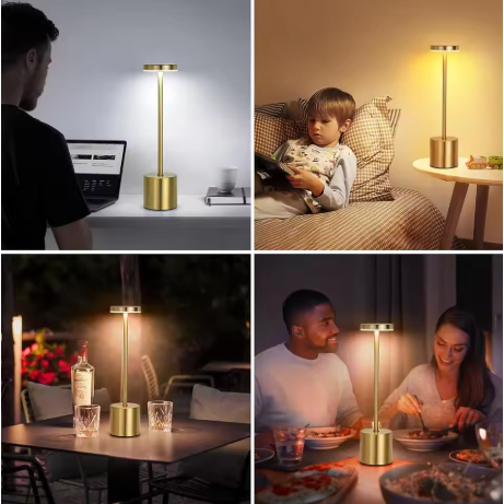Luminária de Mesa Dumbbell Touch Luxuosa – 3 Tons de LED