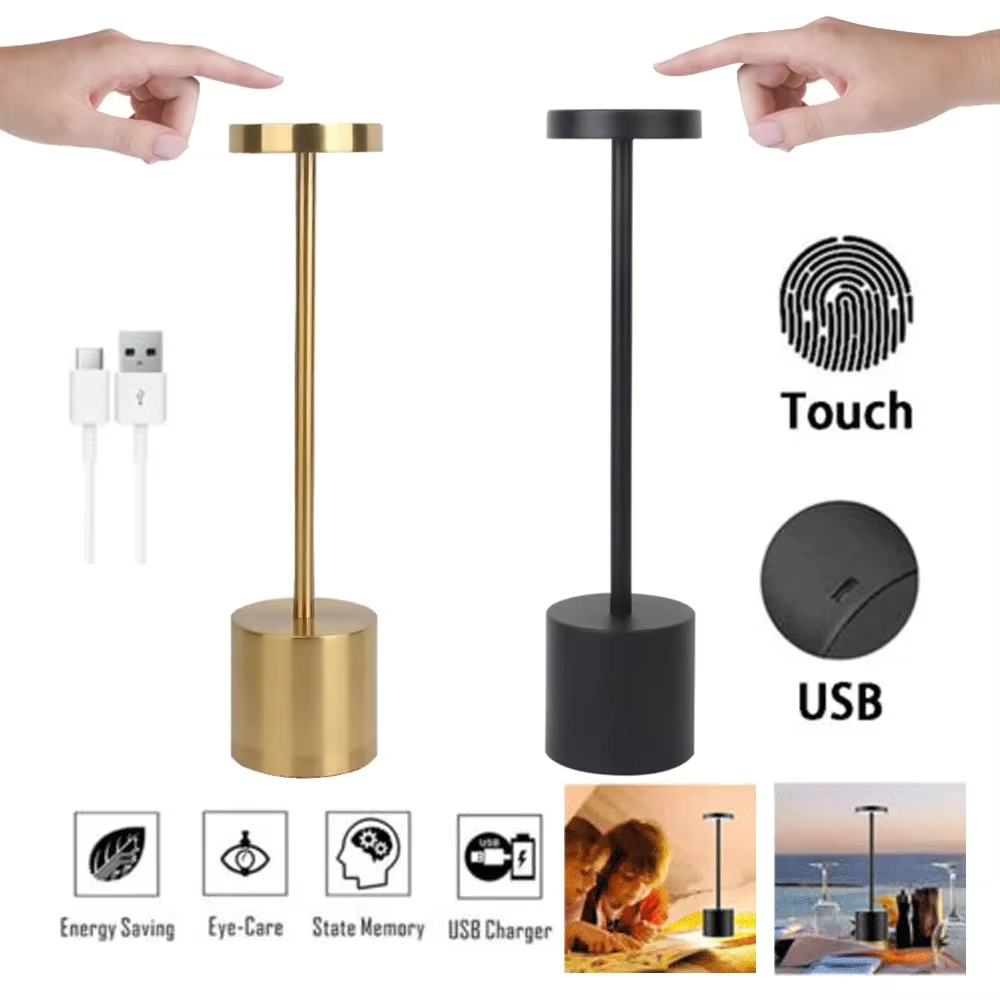 Luminária de Mesa Dumbbell Touch Luxuosa – 3 Tons de LED