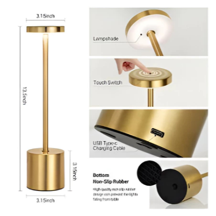 Luminária de Mesa Dumbbell Touch Luxuosa – 3 Tons de LED