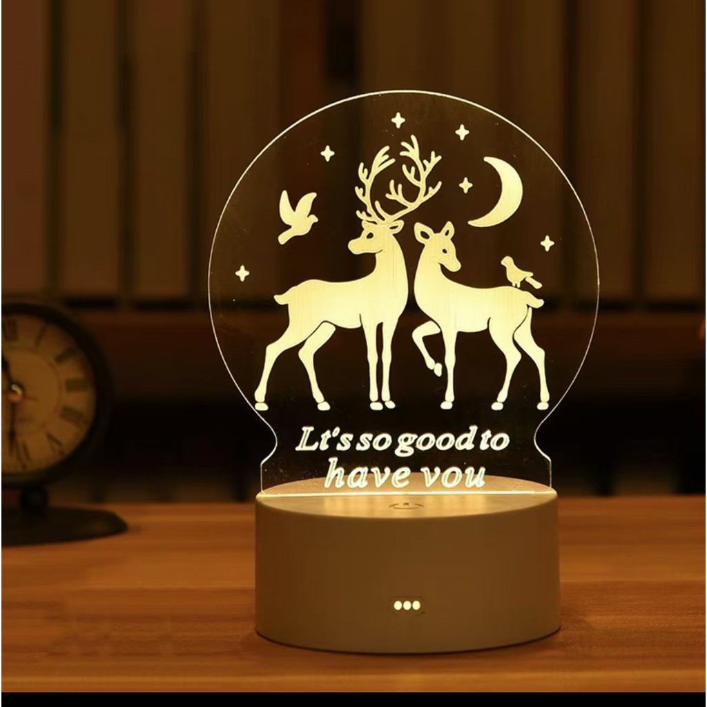 Luminária Decorativa de Mesa LED 3D – Luz Noturna Criativa e Moderna