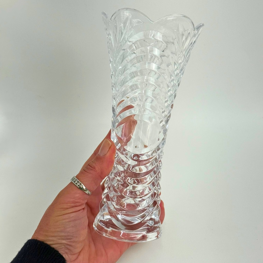 Kit 02 Vasos Decorativos de Vidro Cristal com Estampa em Relevo
