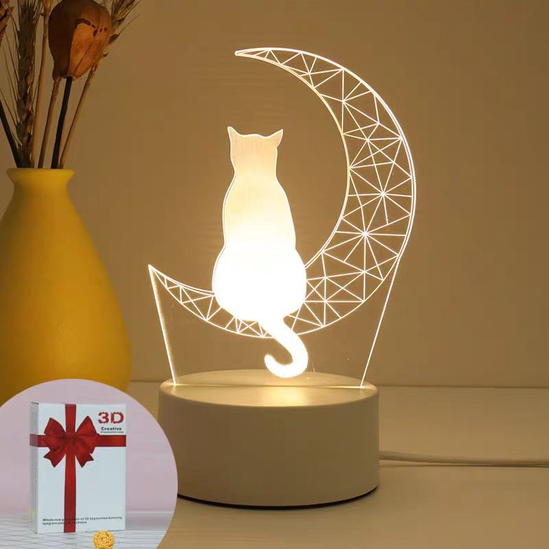 Luminária Decorativa de Mesa LED 3D – Luz Noturna Criativa e Moderna