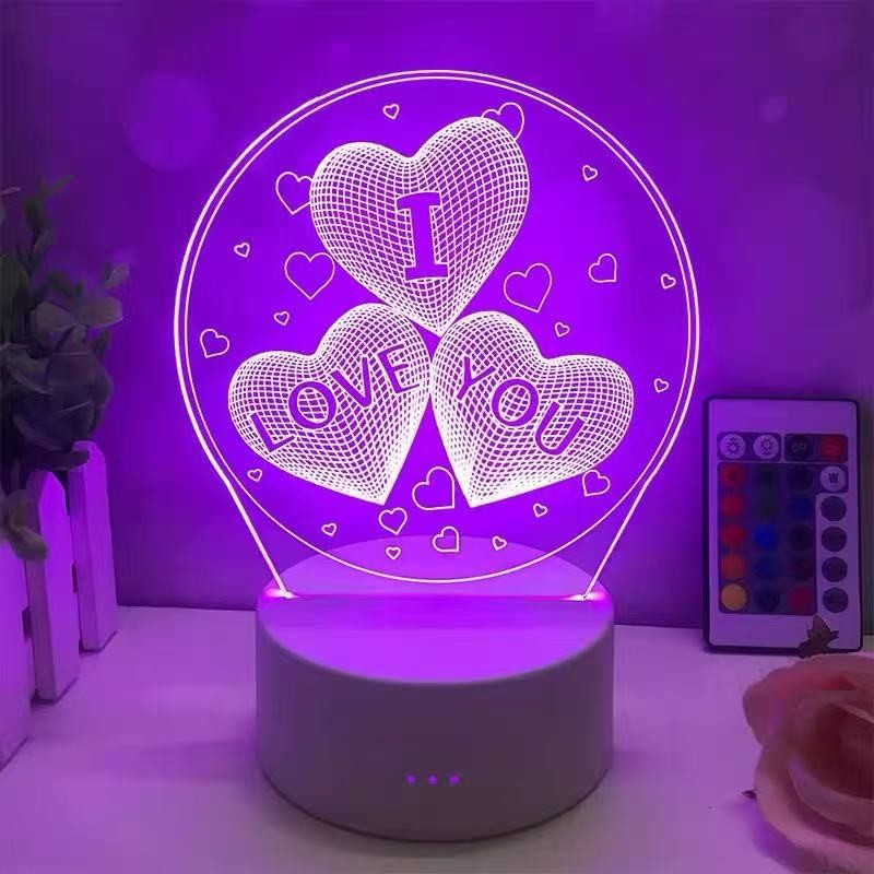 Luminária Decorativa de Mesa LED 3D – Luz Noturna Criativa e Moderna