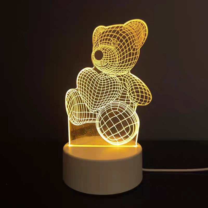 Luminária Decorativa de Mesa LED 3D – Luz Noturna Criativa e Moderna