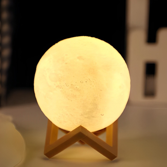 Luminária Lua 3D Abajur LED com Base