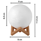 Luminária Lua 3D Abajur LED com Base