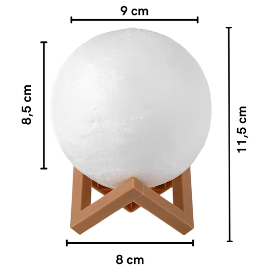 Luminária Lua 3D Abajur LED com Base