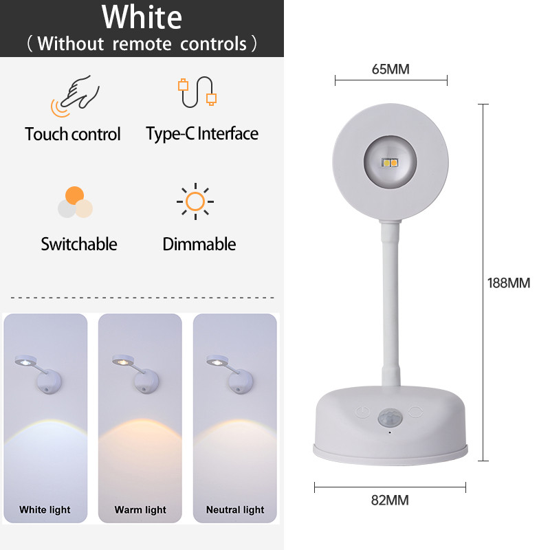 Luminária LED de Parede Sem Fio com Sensor de Movimento e Carregamento USB