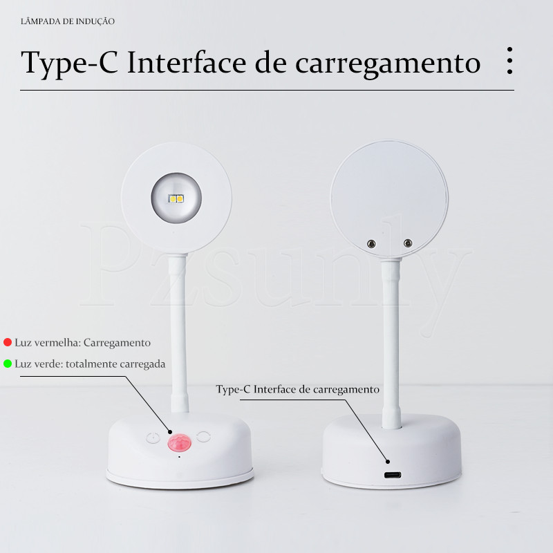 Luminária LED de Parede Sem Fio com Sensor de Movimento e Carregamento USB